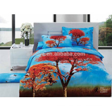 Colored 3D Designs 100% Cotton Fabric Bed Cover Set Made in China
